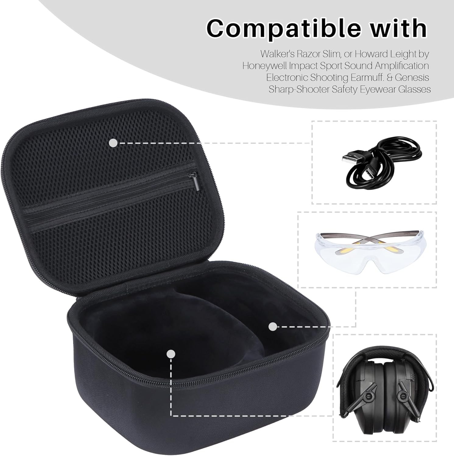 Storage Case Compatible with Walker's Razor Slim Shooting Hearing Protection Ele