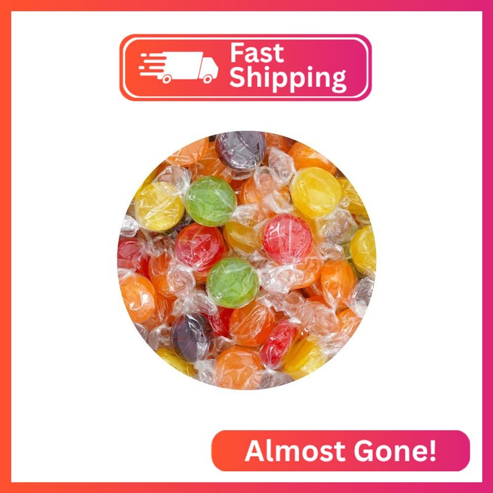 Assorted Fruit Hard Candy, 1 Pound Bulk Candy (Approx. 75 pcs.), Individually Wr