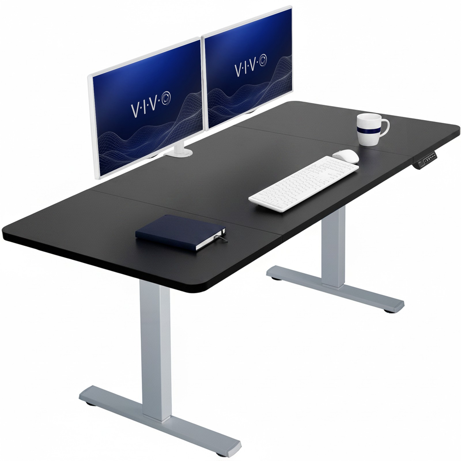 VIVO Electric 60” x 30” Stand Up Desk Workstation, Black Table Top, Gray Frame