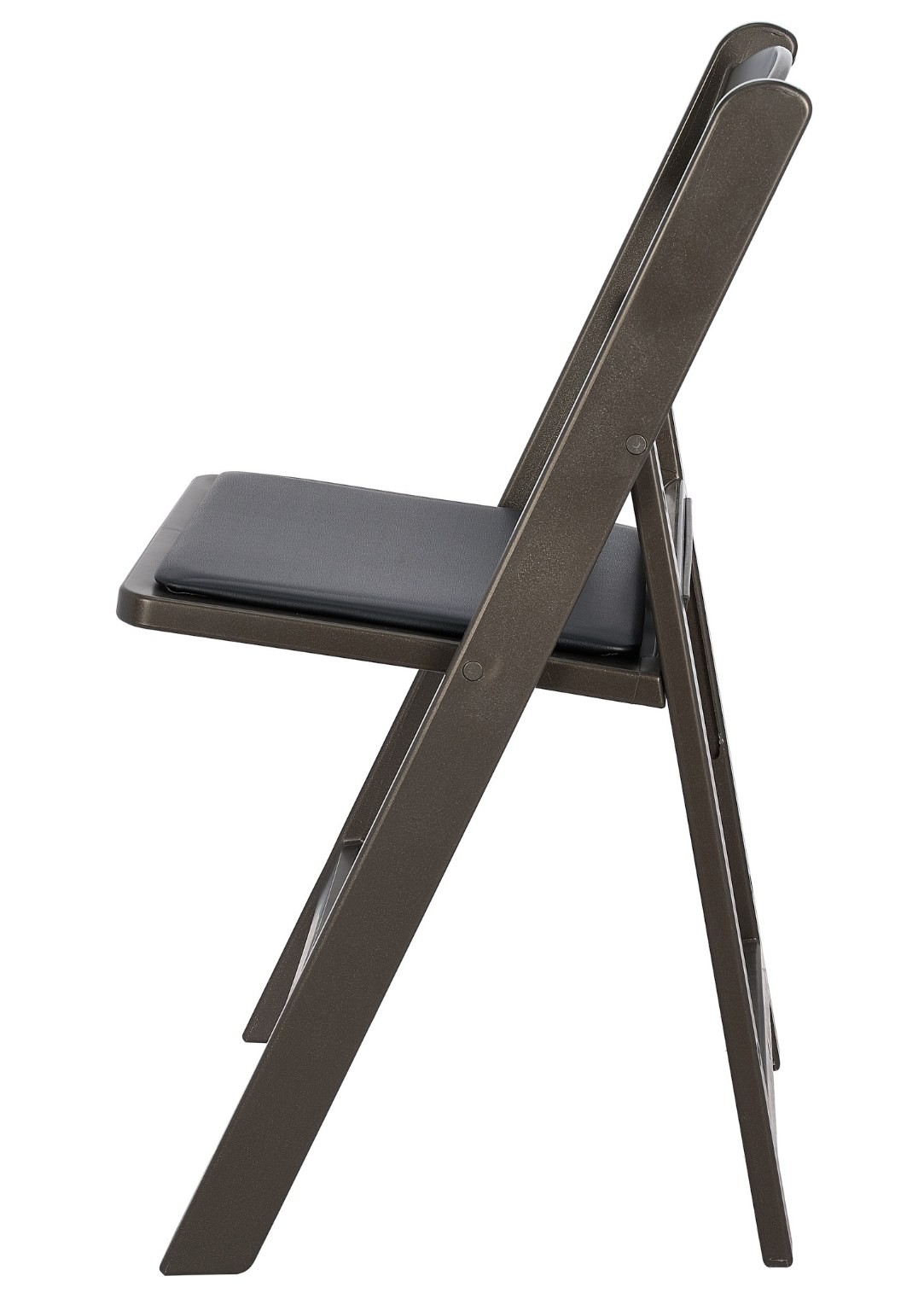 Black Metallic/Silver Onyx with Black Vinyl Cushion Resin Folding Chair-Chivari