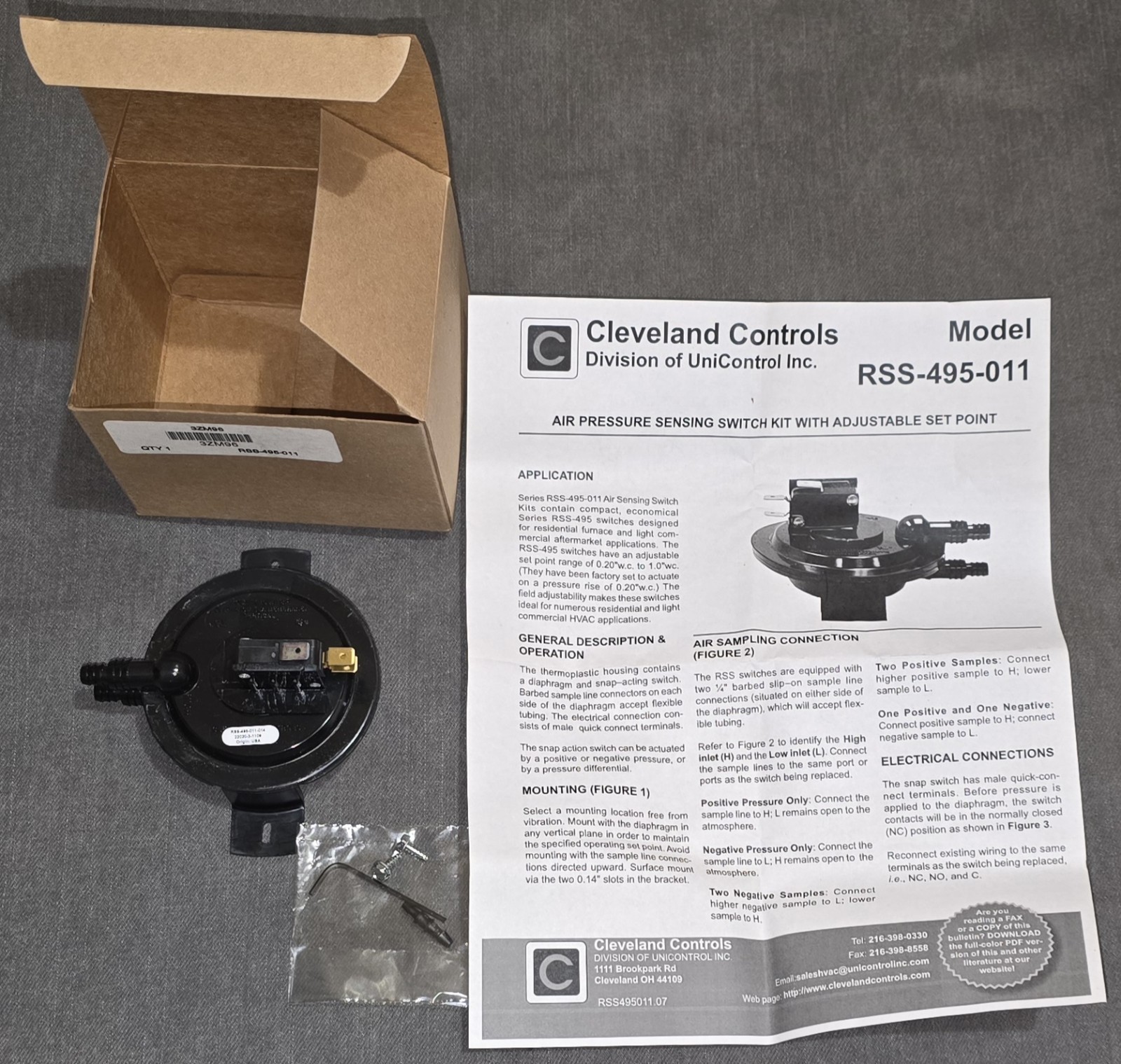Cleveland Controls Air Sensing Switch Model RSS-495-011