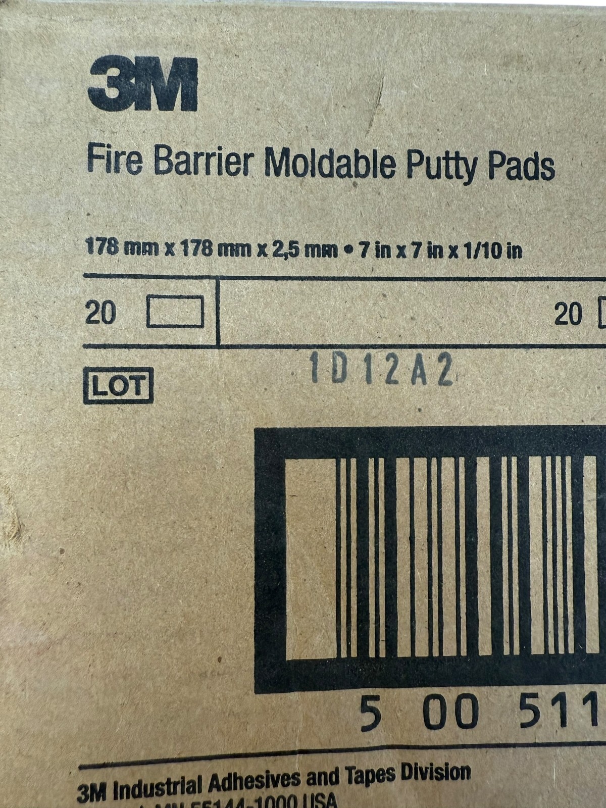 3M Fire Barrier Moldable Putty Pads MPP+ (7" x 7") 3M/ 1D12A2