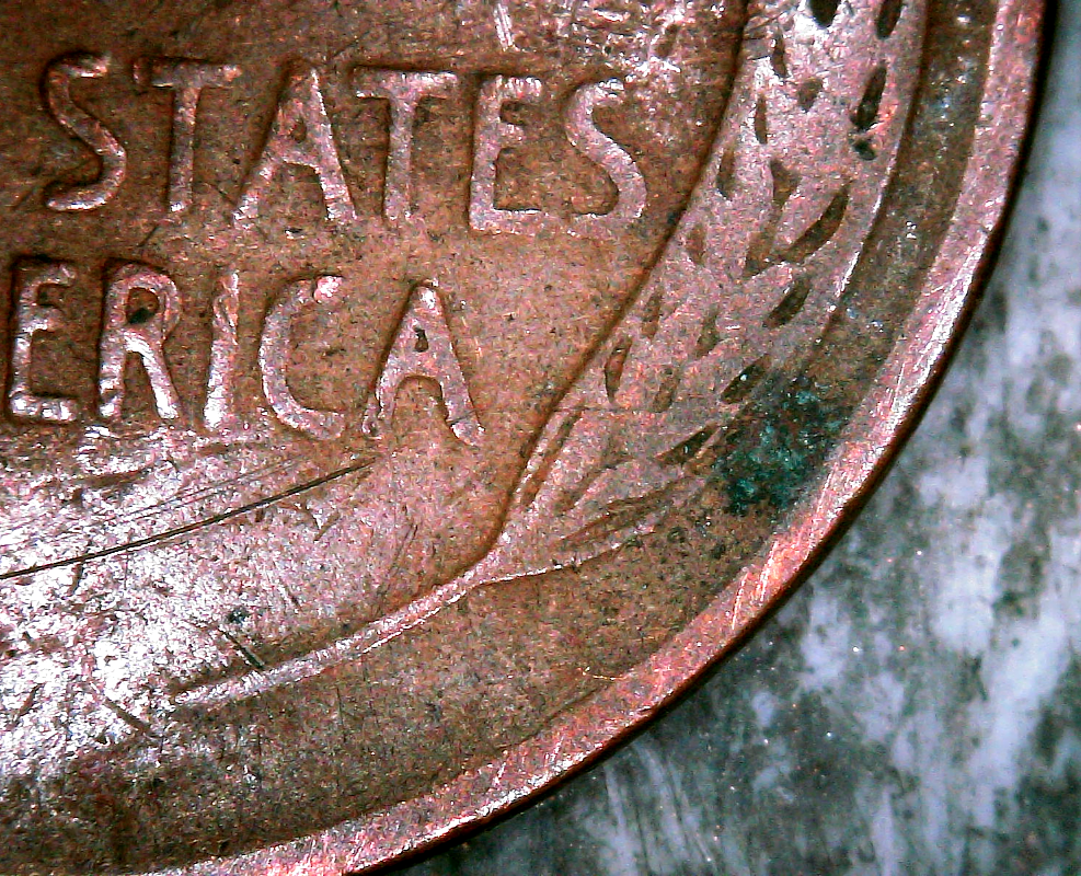 1942 P Lincoln wheat cent, lamination error
