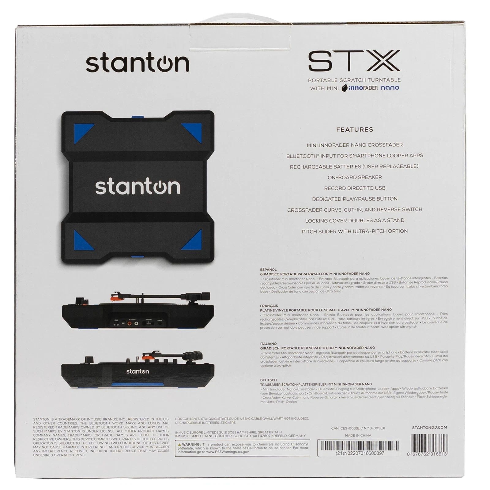 Stanton STX Portable Scratch Turntable DJ Controller w/ Fader & Bluetooth NEW