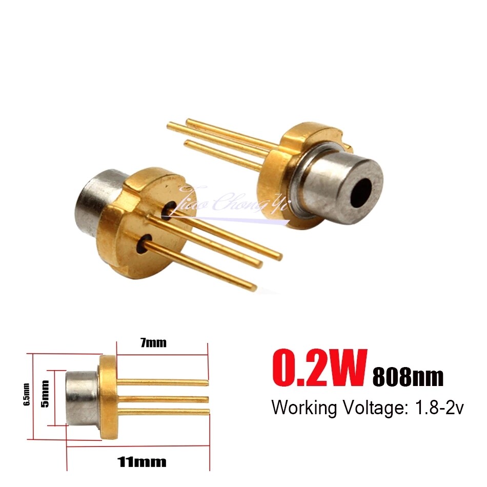 808nm 200mW 5.6mm Metal Red IR Laser Diode 2-2.2V TO-18 light-emitting diode