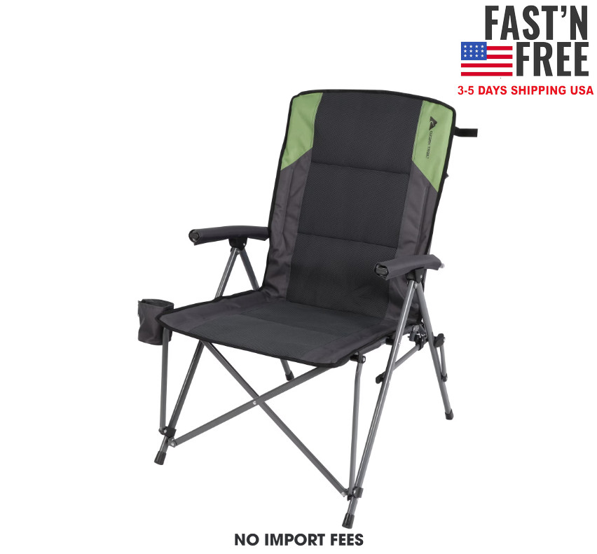 Ozark Trail High Back Hard Arm Outdoor Adult Camp Chair with Cup Holder