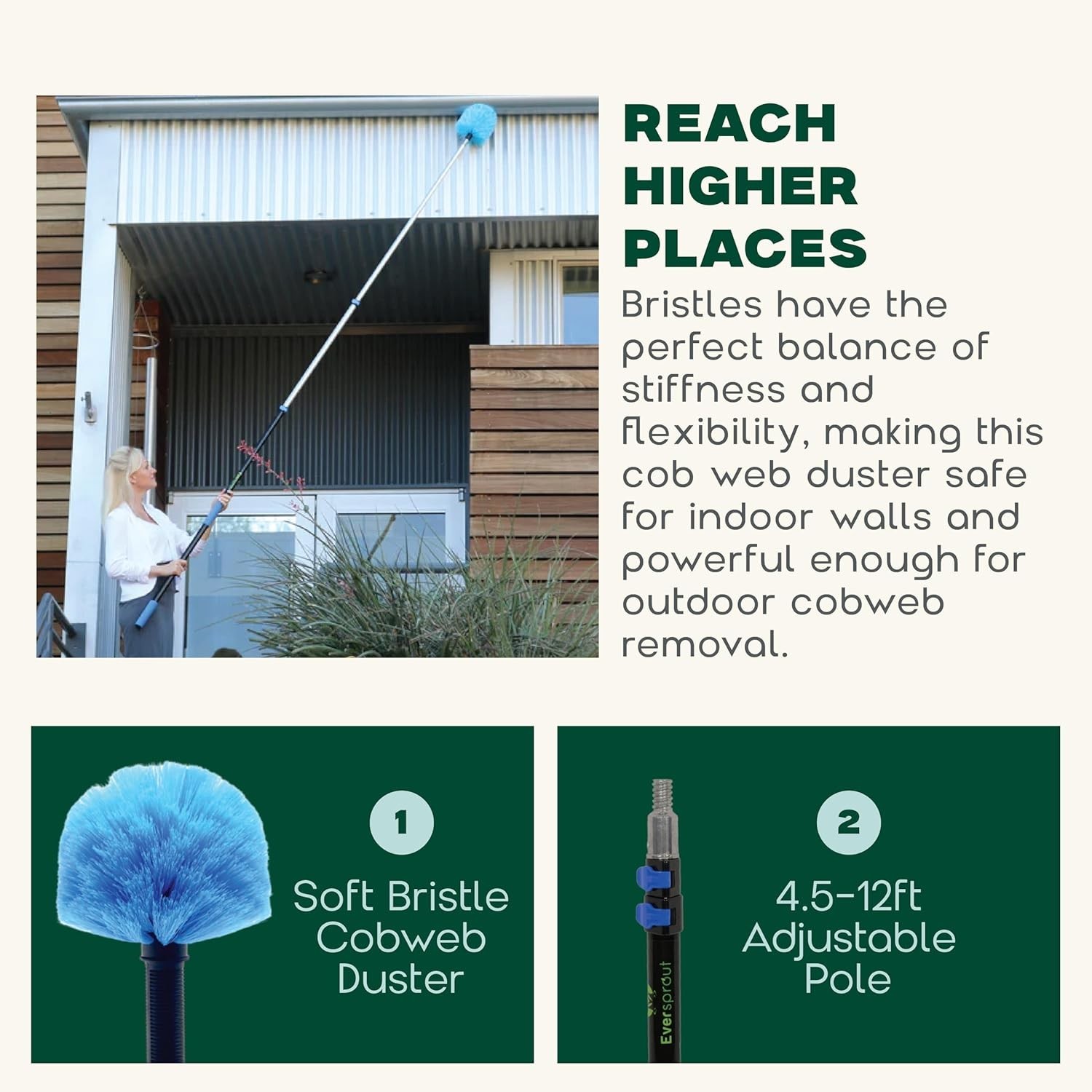 Extendable Duster 20ft - Durable Aluminum Pole for Cobwebs & High Ceilings