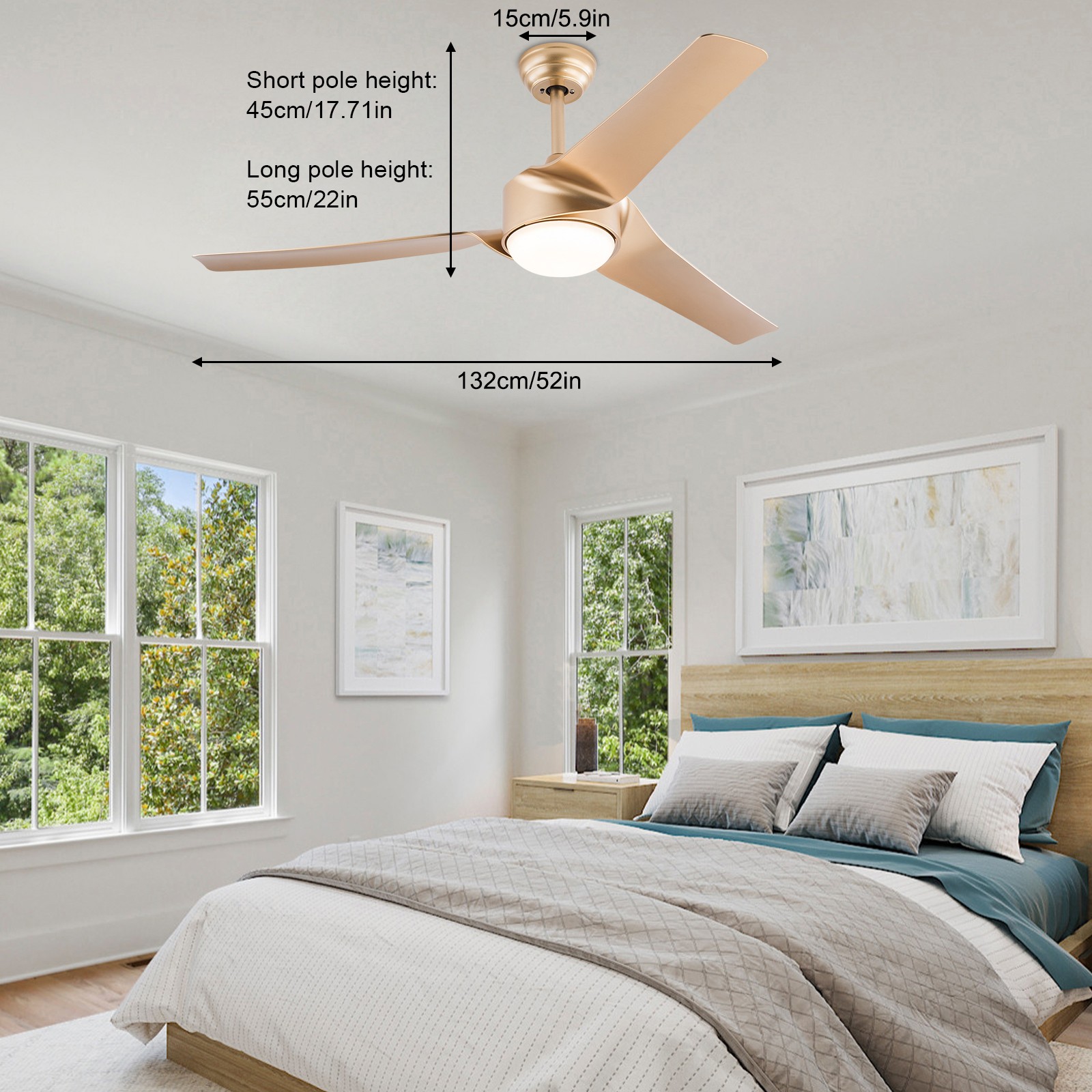 Modern Ceiling Fan Light, 52 Inch Ceiling Fan Light, Ceiling Fan Light