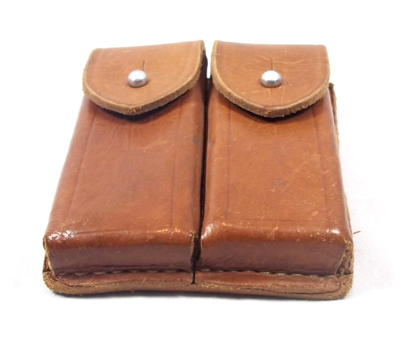 Leather Pistol Double Mag Pouch Army Cold War Era