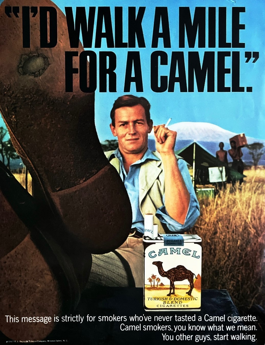 1967 CAMEL CIGARETTES Genuine Vintage Print Ad I'd Walk a Mile for a Camel