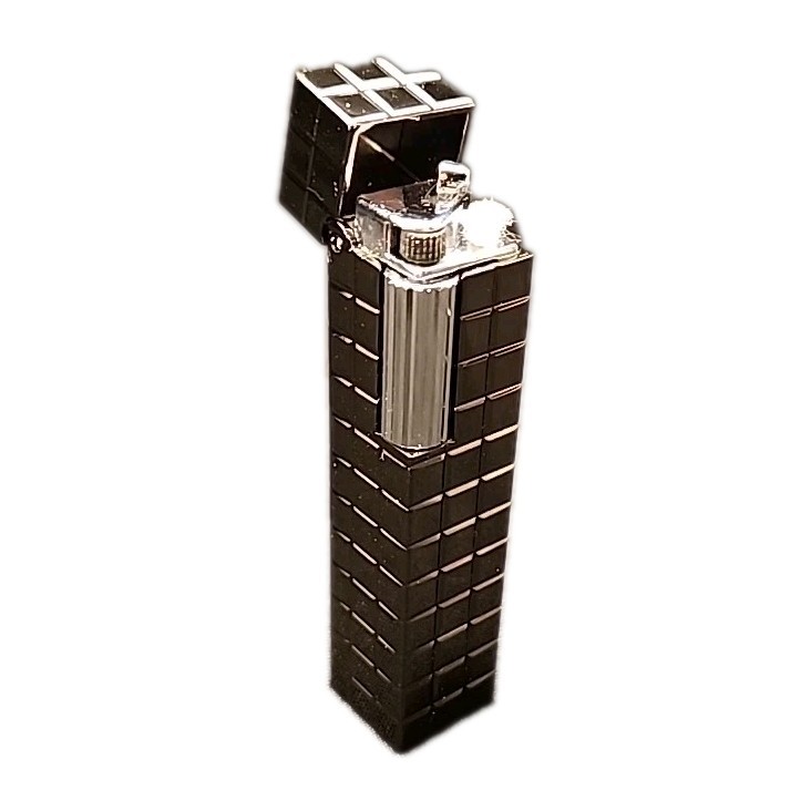 NEW Retro Style Slim Luxury Lighter with Side Roller Ignition Wheel  - BLACK