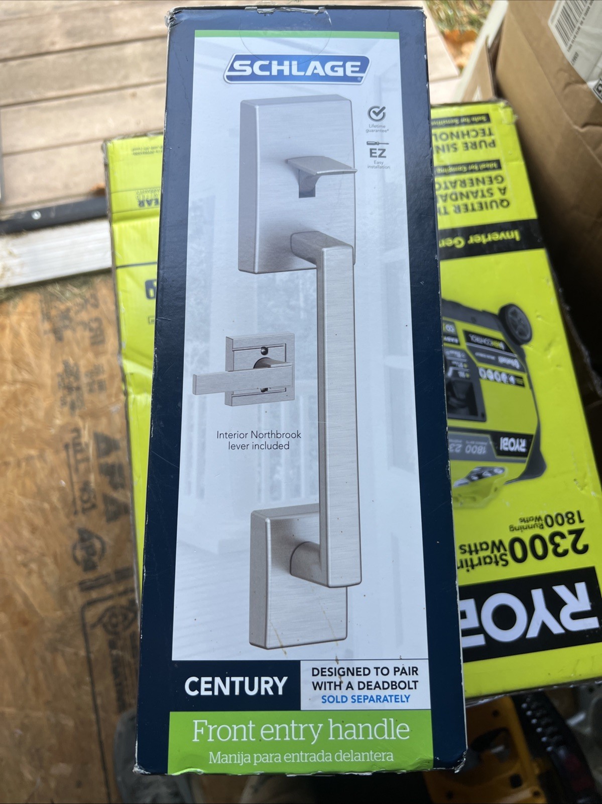 Schlage Century Satin Nickel Front Entry Door Handleset w/ Northbrook Lever NEW*