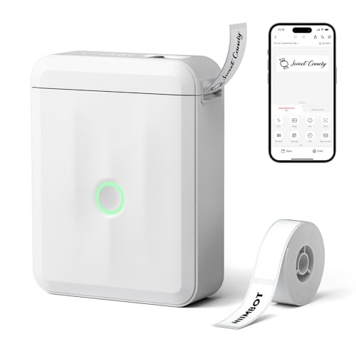 D110 Upgraded Version Mini Label Maker Machine with White Printer + 1 Tape