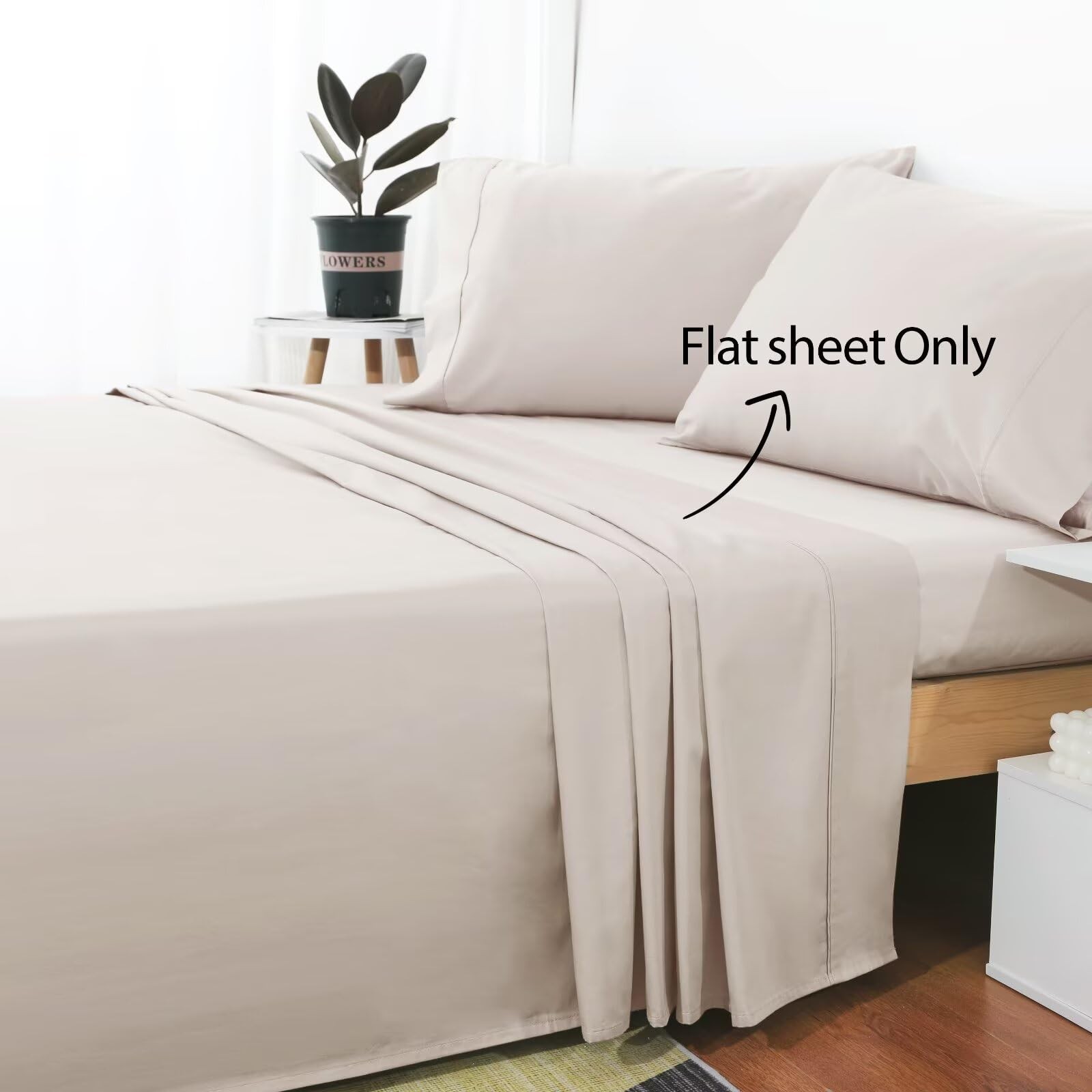 2-Pack Full Flat Sheet 600 Thread Count 100% Egyptian Cotton Beige