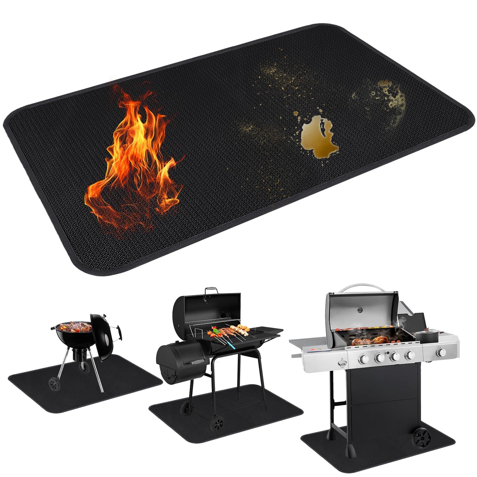 60 x 40 Inch Under Grill Mats for Outdoor Grill, Double-Sided Fireproof Grill...