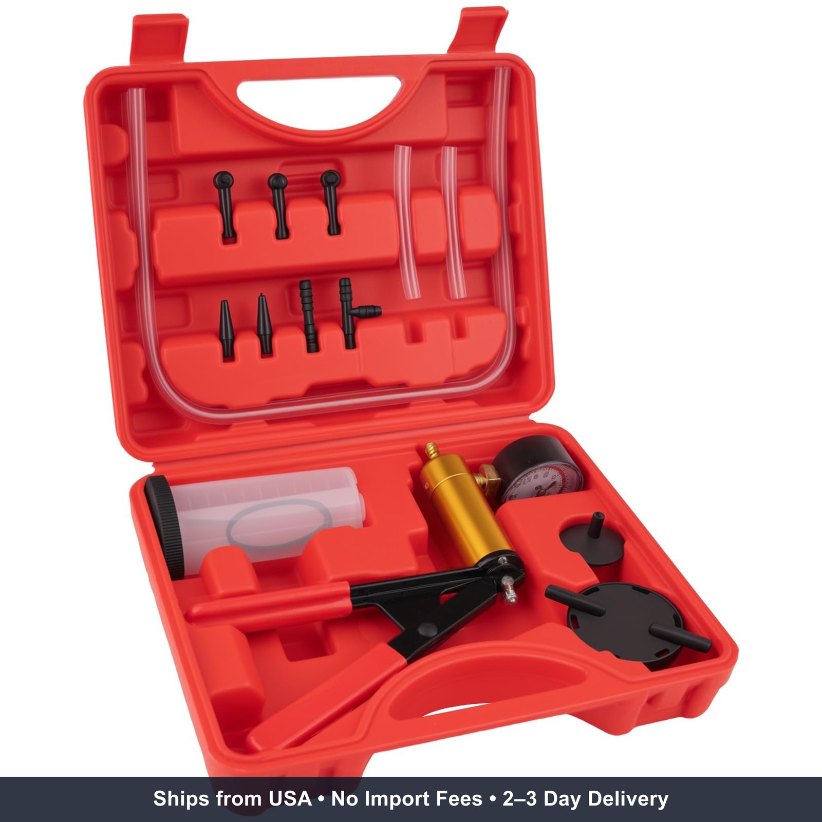 Brake Vacuum Pump Kit, Brake Bleeder for Hand Operation | With Gauge Adapters fo