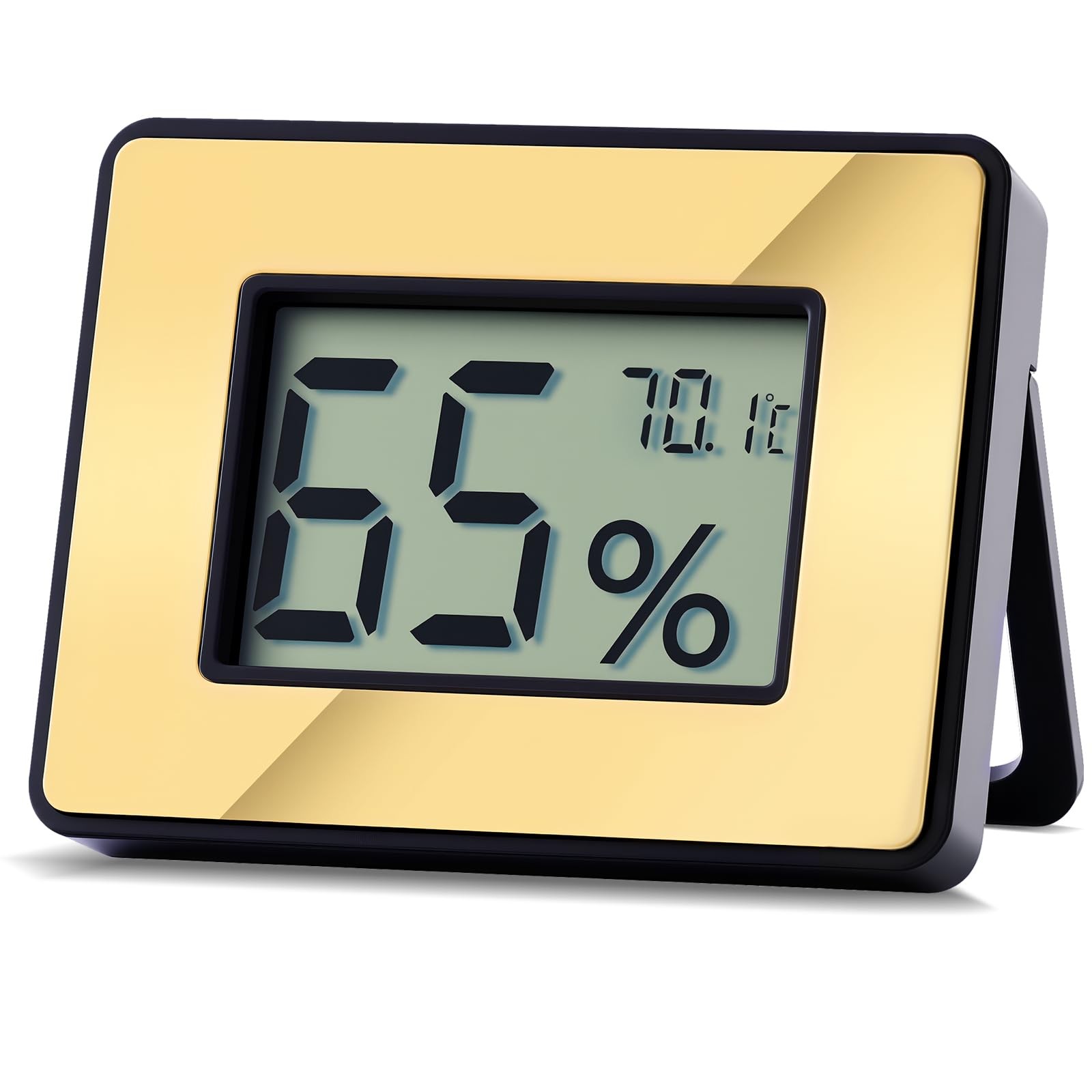 Digital Hygrometer Thermometer for Humidors, Large Display, Gold