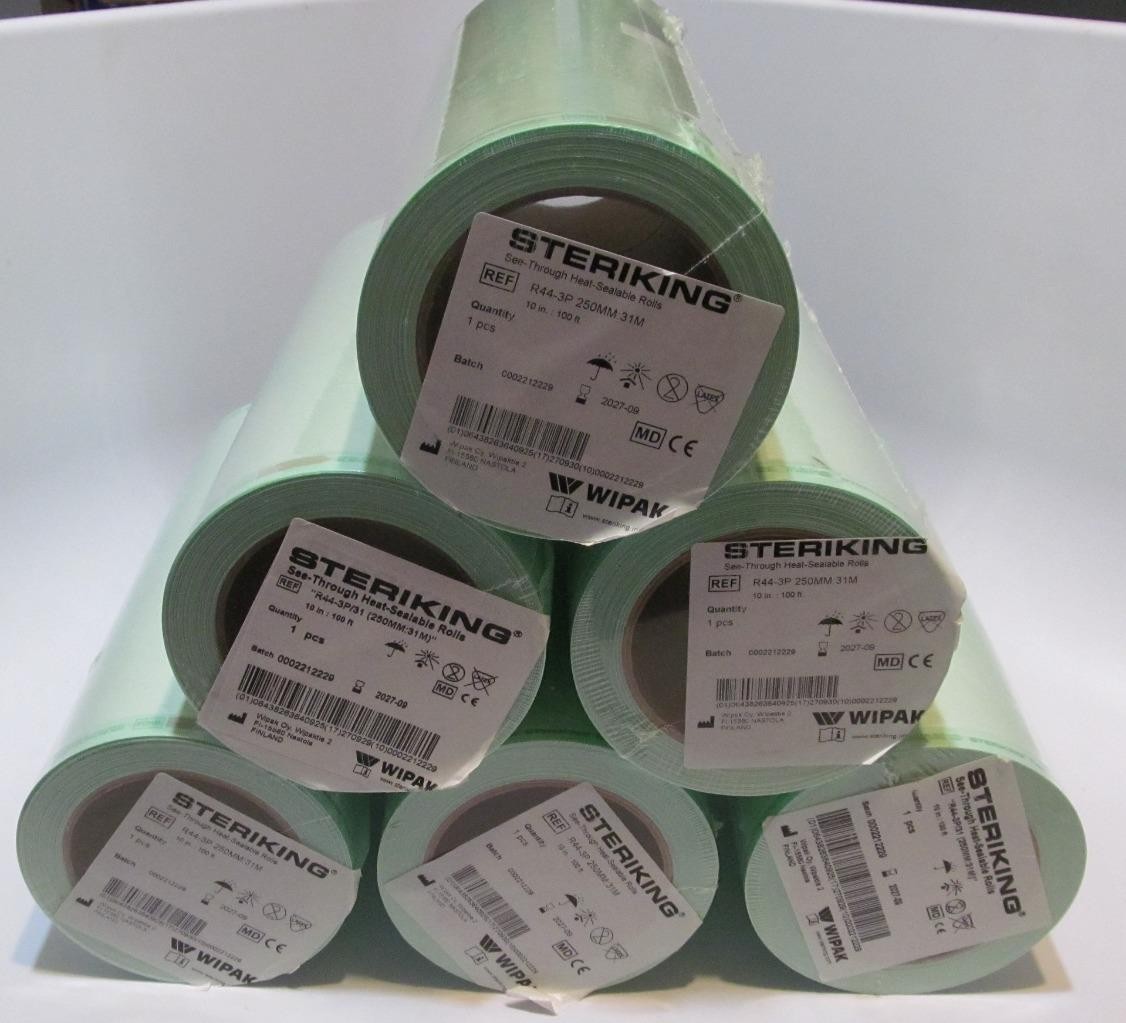 LOT(6) WIPAK Steriking R44-3P 10in x100ft 250mm Heat-Sealable Sterilization Roll
