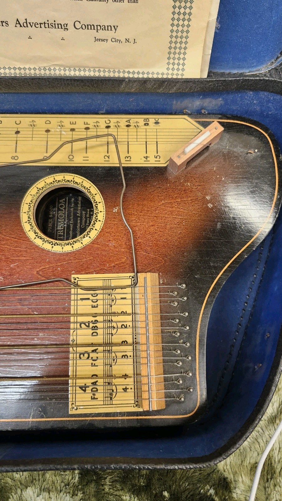 Vintage Rare 1930s Hawaiian Tremoloa Auto Harp With Case & Paperwork Made In USA