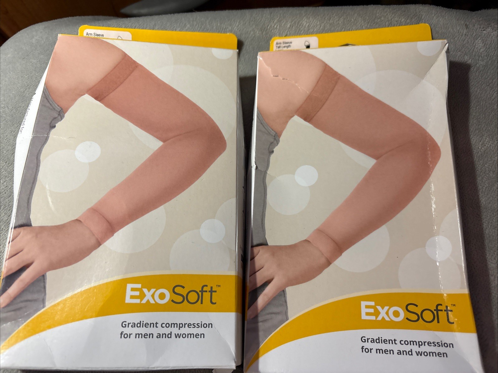 (2)ExoSoft Compression Arm Sleeve 20-30mmHg Sz:Short Tall Large Beige Solaris