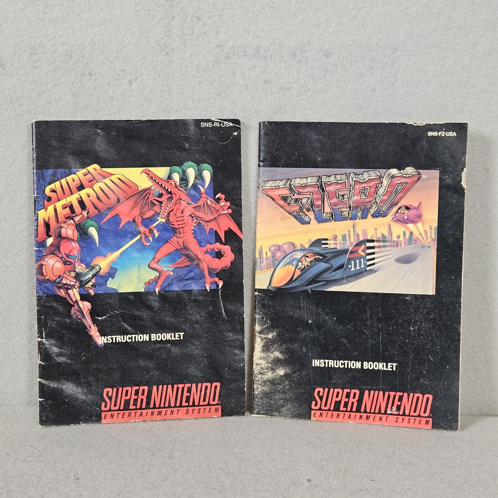 Super Metroid & F-Zero SNES Manual Lot Authentic Original Instruction Booklets