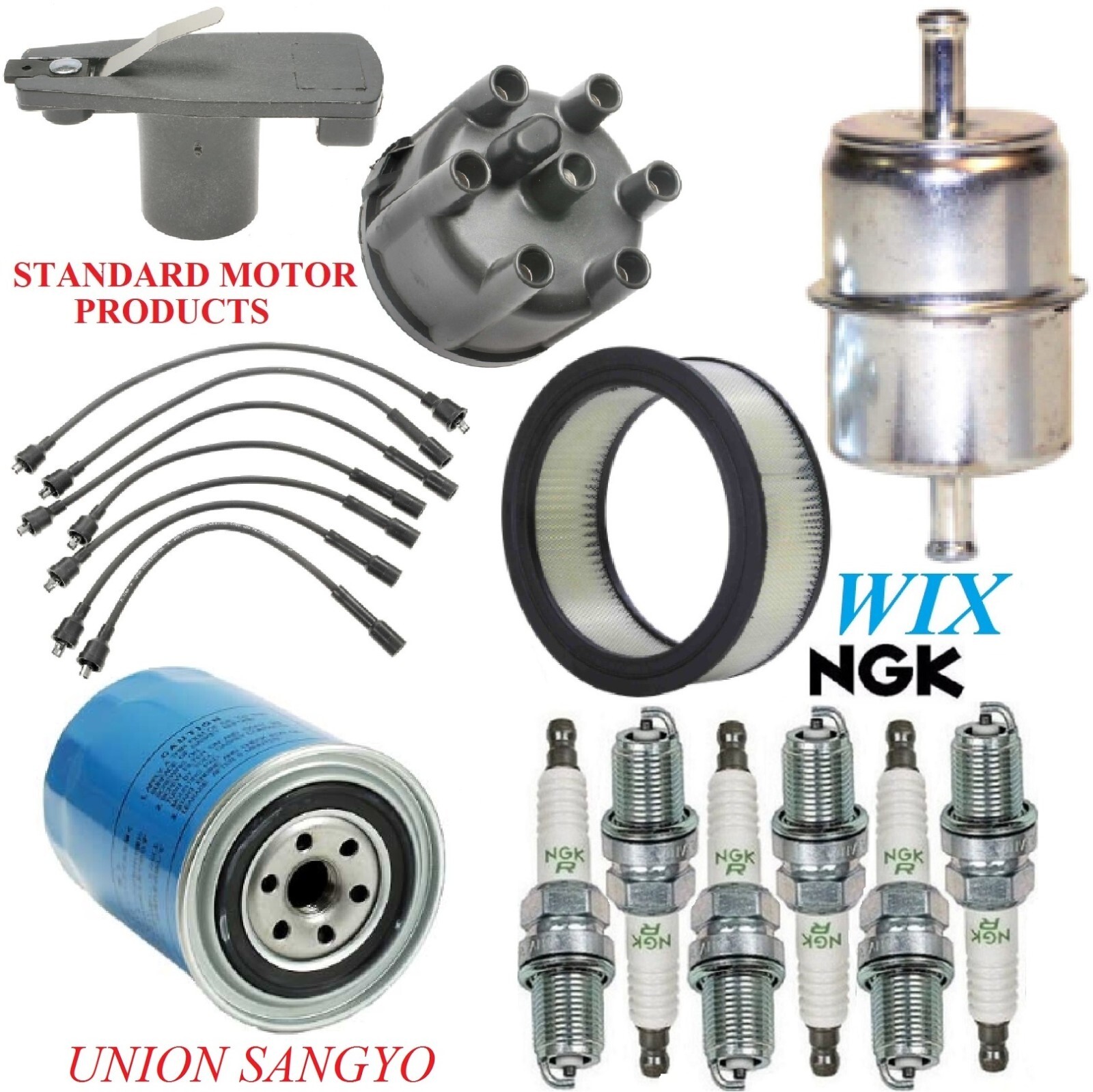 Tune Up Kit Filters Cap Wire Spark Plugs For DODGE W300 PICKUP L6 3.7L 1969-1972