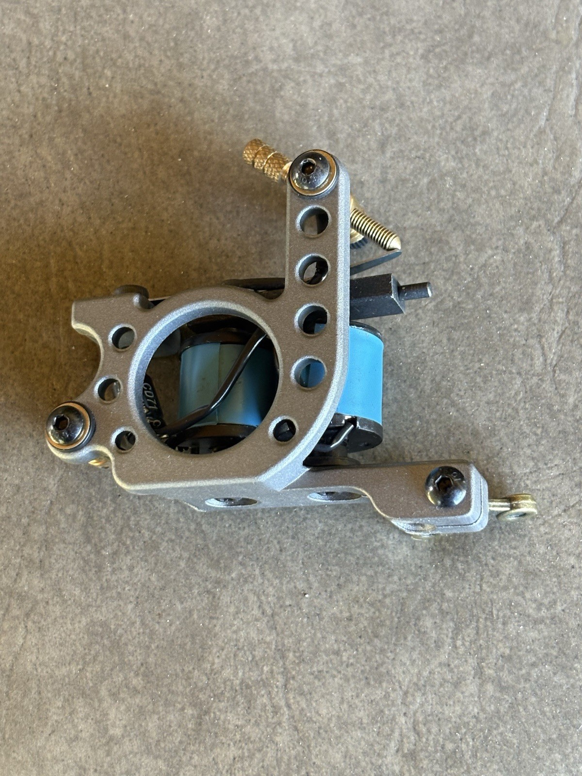Custom Vintage Style Grey And Blue Tattoo Machine Dial
