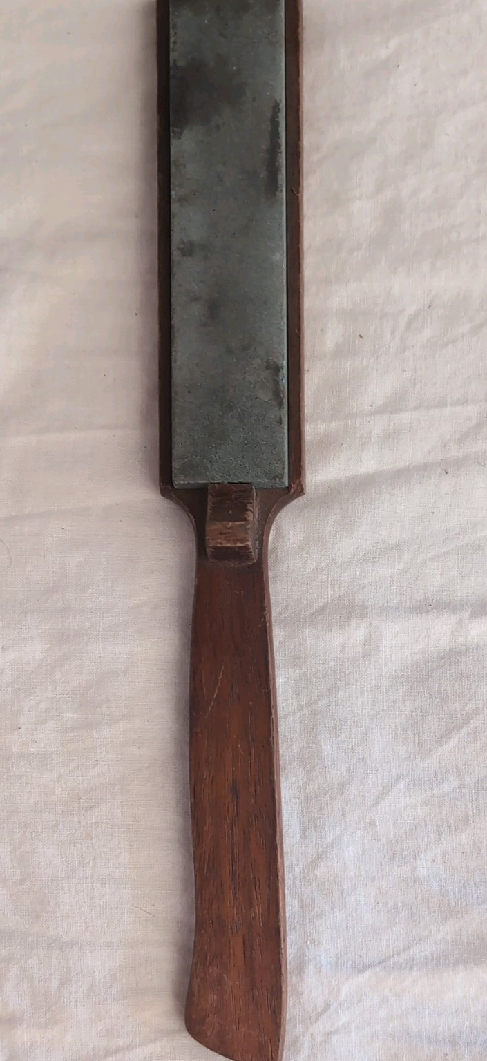 Vintage EKCO “Flint” sharpening stone with a wooden handle