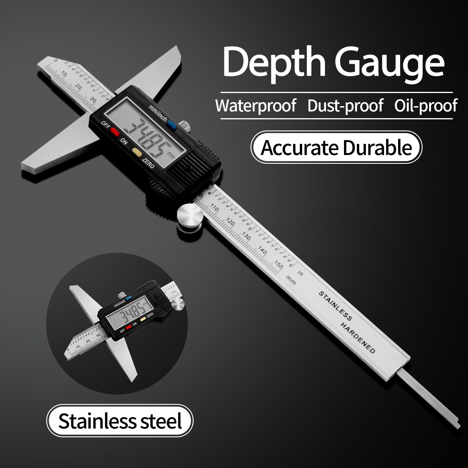 Digital Depth Caliper Electronic Depth Gauge Caliper Depth Rule for Accurate ...