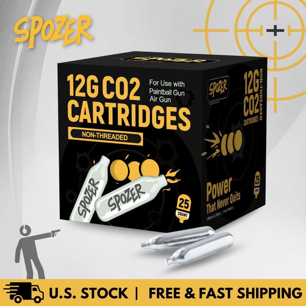 12g CO2 Premium Gas Capsules Cartridges Spozer Standard Size For Airsoft BBS