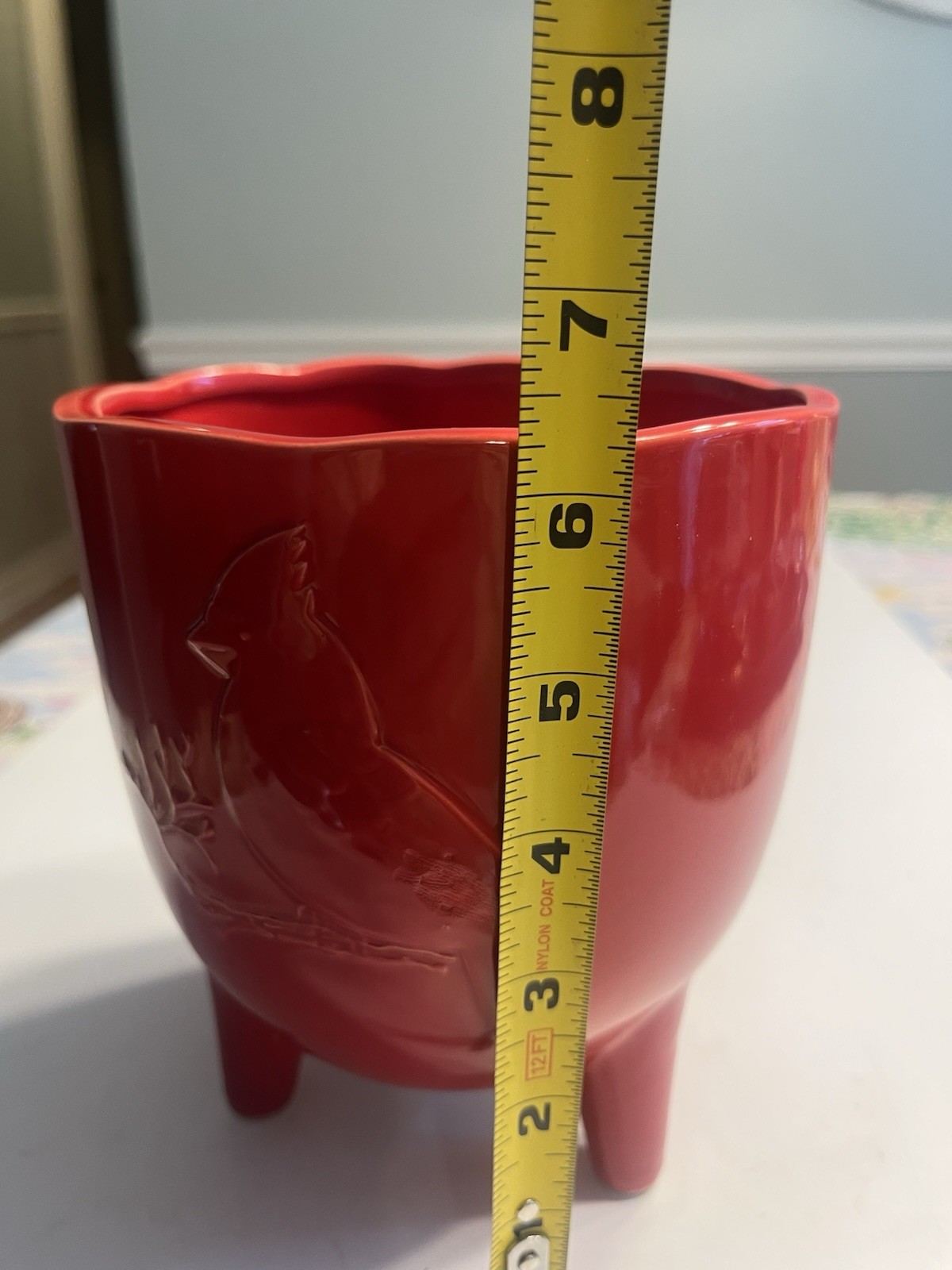 Napco Cardinal Bird Three Footed Red Planter