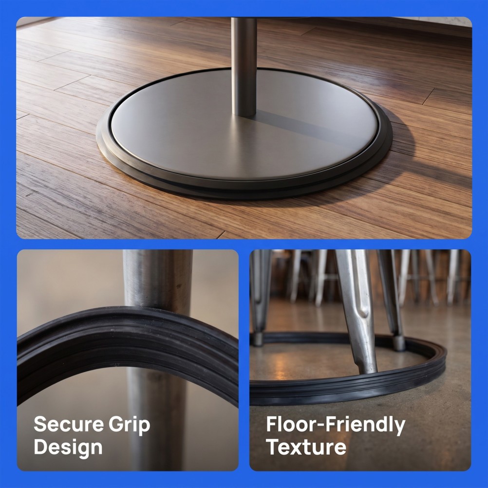 2pcs Bar Stool Base Protector Ring, Non-Slip Black Chassis Pad, 38.5cm/15"