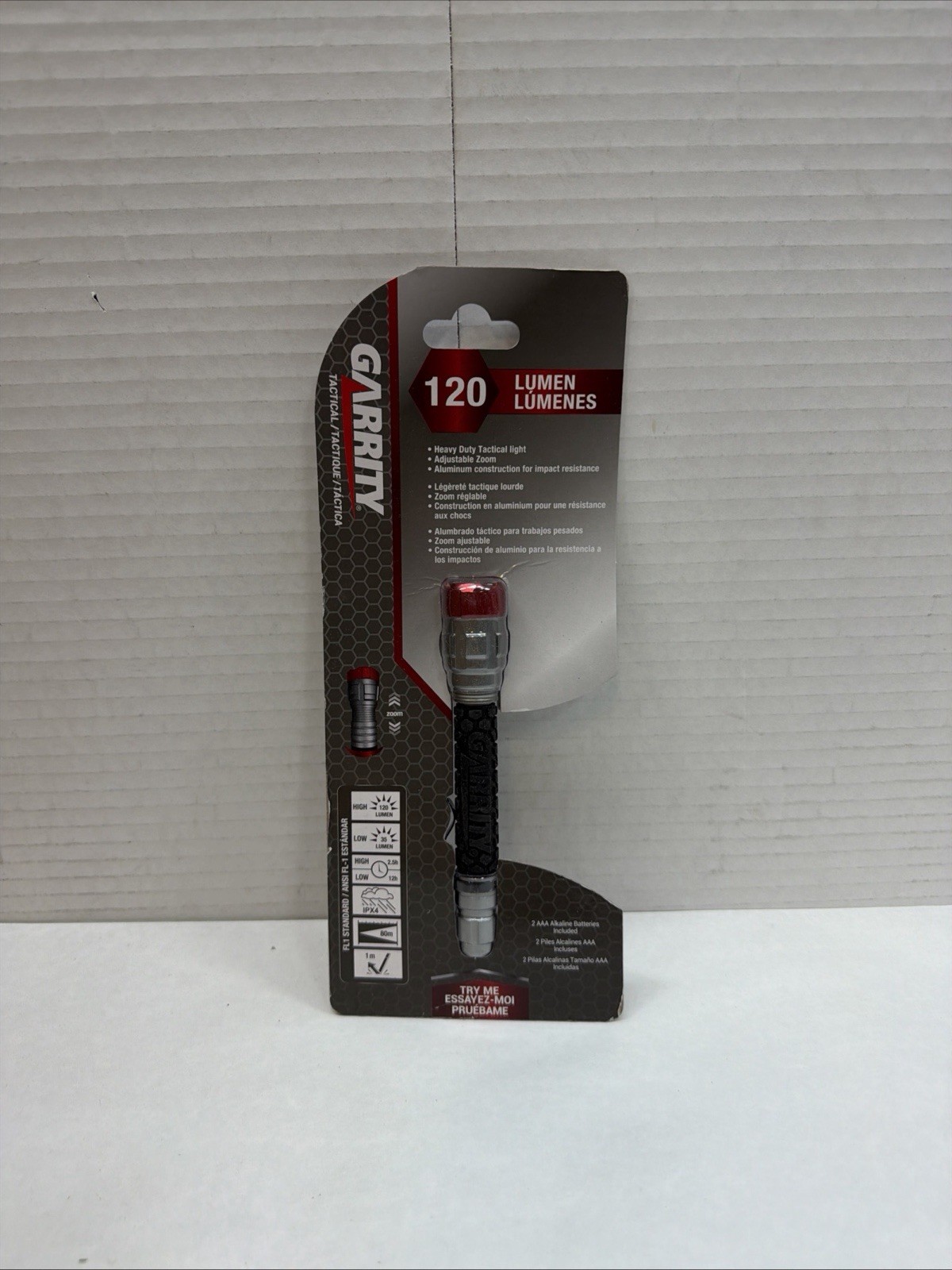 Garrity GA8011 Tactical Flashlight 120 Lumens Zoom Focus Water Resistant