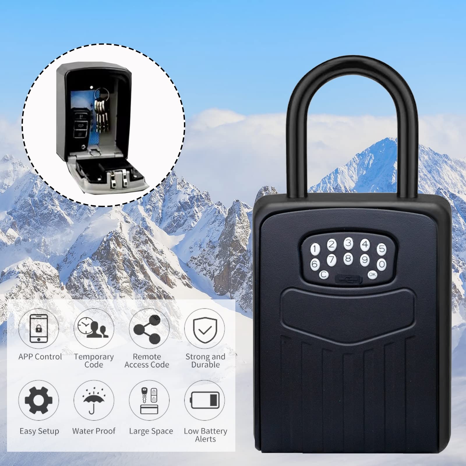 Smart Digital Lock Box for Key, APP Control Bluetooth Wireless Lock Box for K...