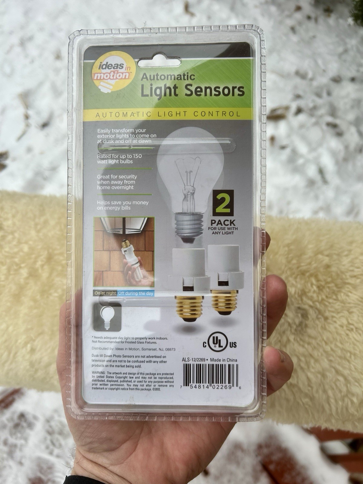 Automatic "Dusk 'Til Dawn" Light Control Sensors 2 Pack Outdoor/Indoor SEALED
