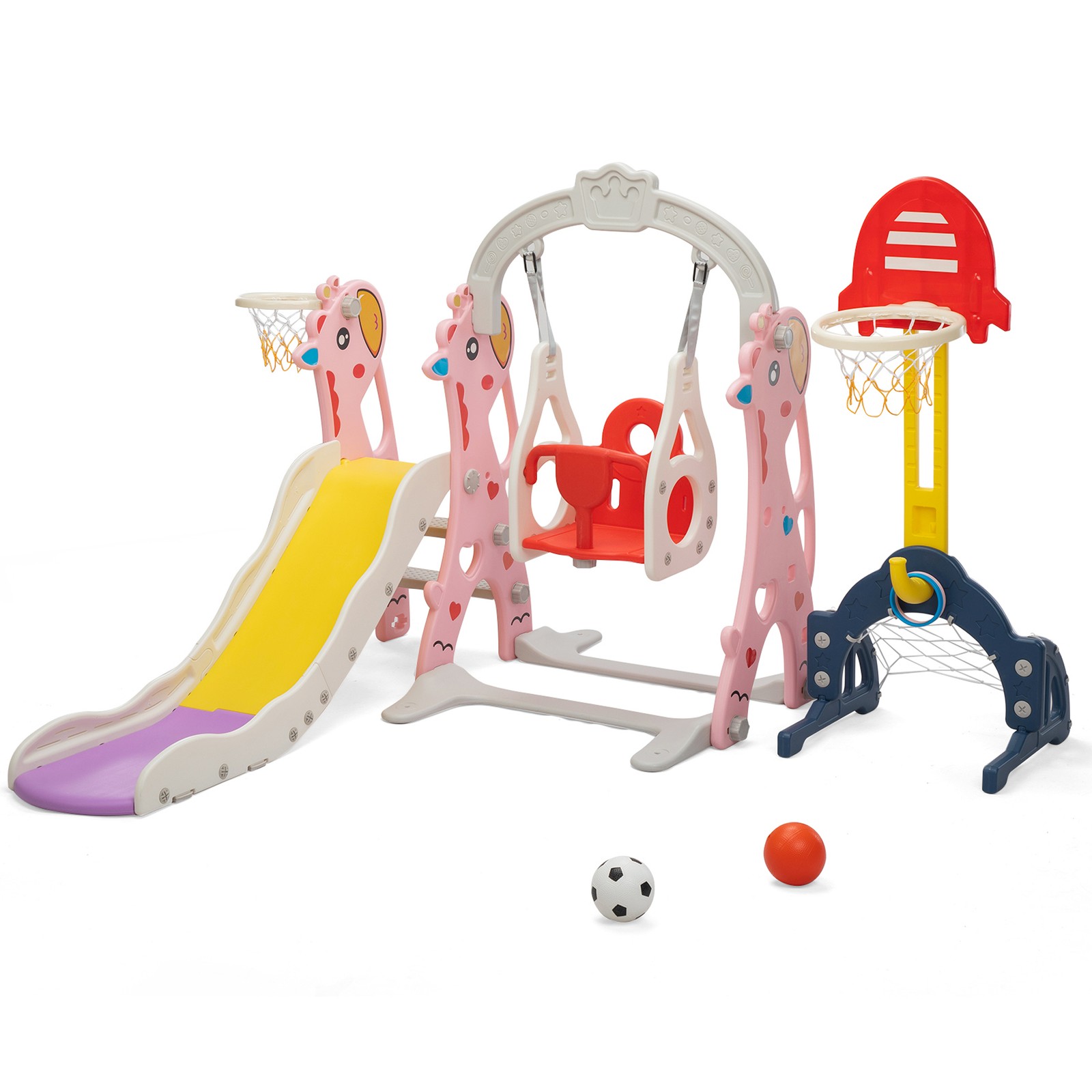 6 in 1 Toddler Slide Swing Playset Indoor Outdoor Climber Playground for Kids
