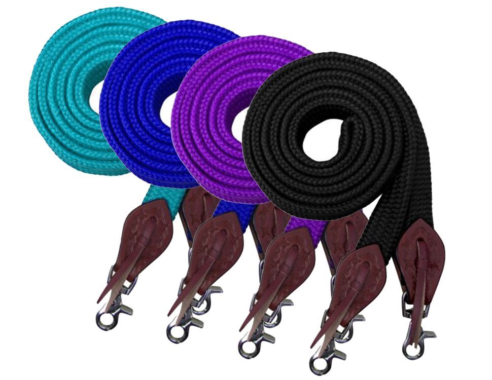 REINS ROPING Contest BARREL 8' Flat Cotton Slobber Straps Scissor Snap Ends