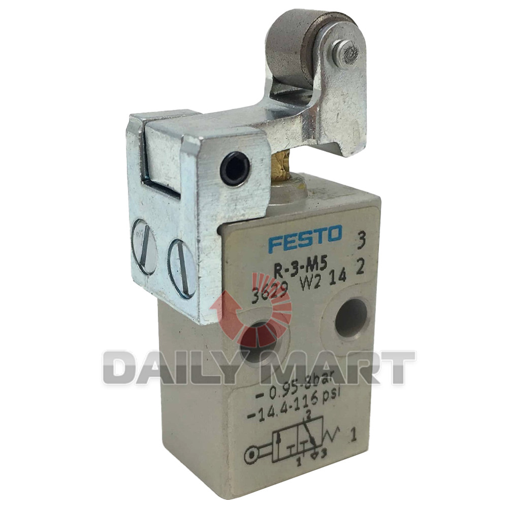 New In Box FESTO R-3-M5 3629 Roller Lever Valve