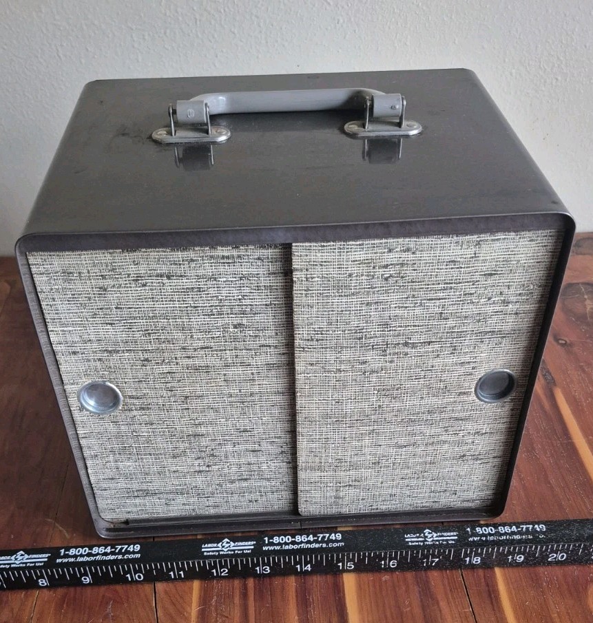 Vintage Bell And Howell Slide Cabinet W/Slides MCM Arkansas War Eagle