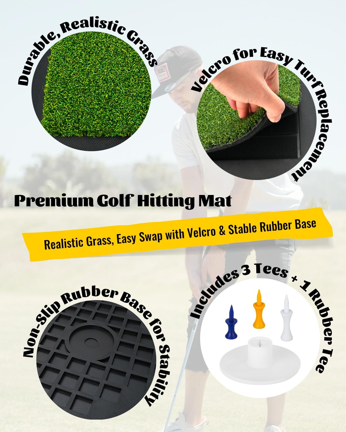 Golf Hitting Mat – Practice Mat with Swing Path Feedback & Impact Detection...