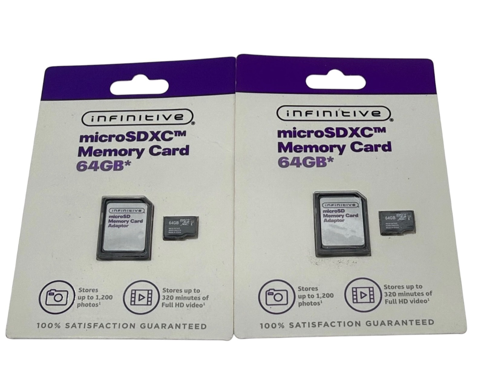 NEW Lot 2 INFINITIVE 64GB Micro SDXC + adapter Flash Memory Card