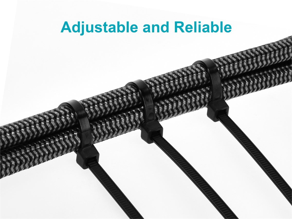 Monoprice Cable Tie 11in 50 lbs, 100 pcs/pack, Black