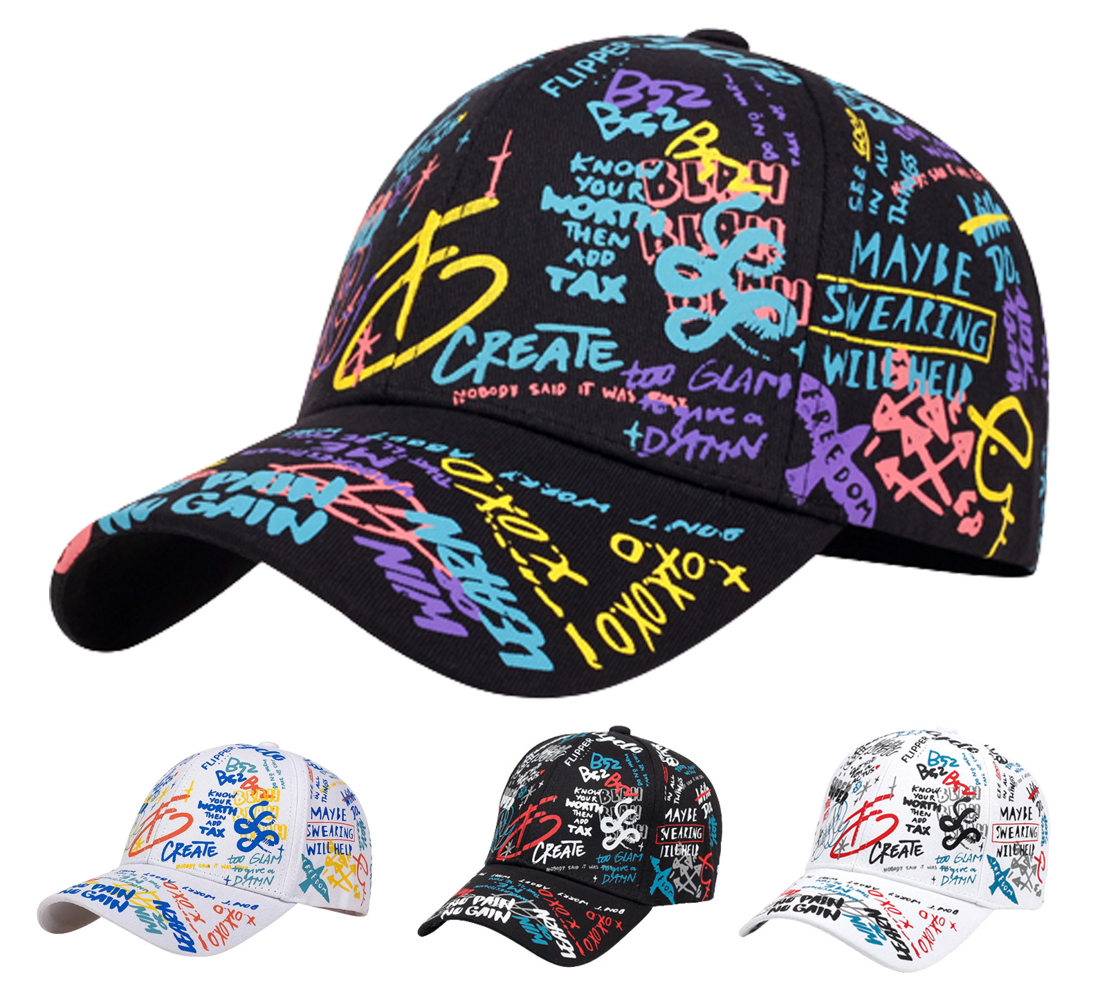 Graffiti Fashion Baseball Cap Women Men Unisex Adjustable Hat Casual Snapback