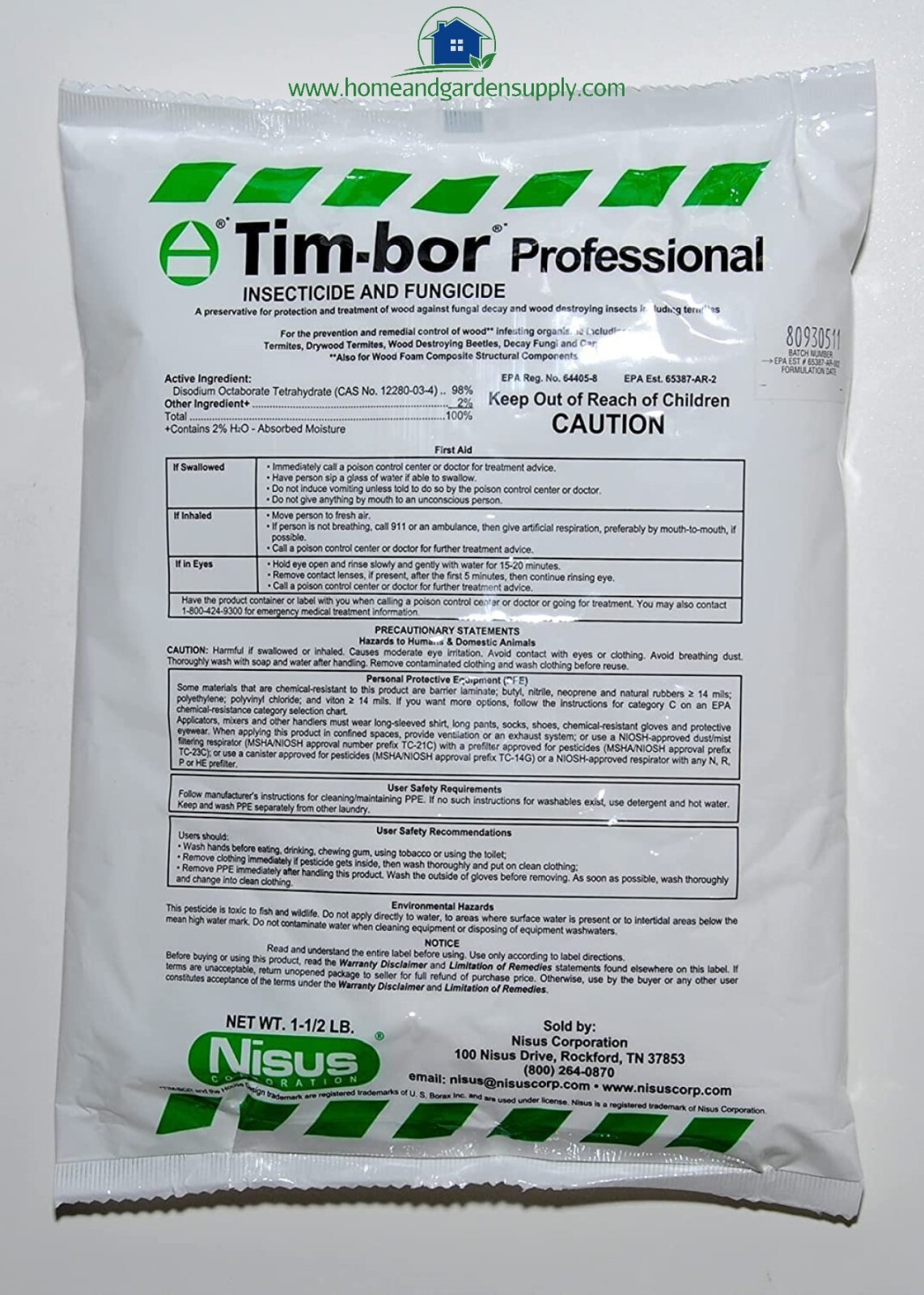 Tim-Bor Insecticide Fungicide Dust Stops Termites & Fungi In Wood by Nisus Corp