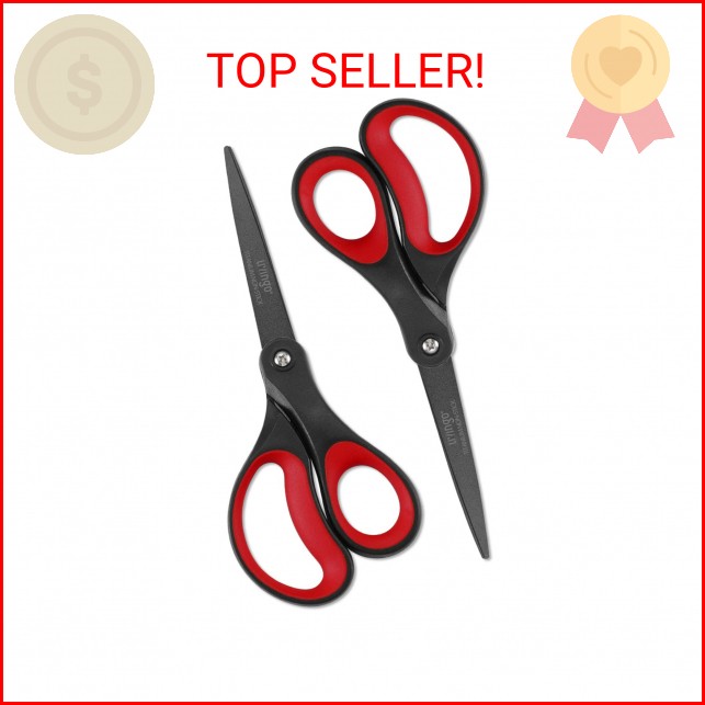 LIVINGO 2 Pack 8" Titanium Non-Stick Scissors, Professional Stainless Steel Comf