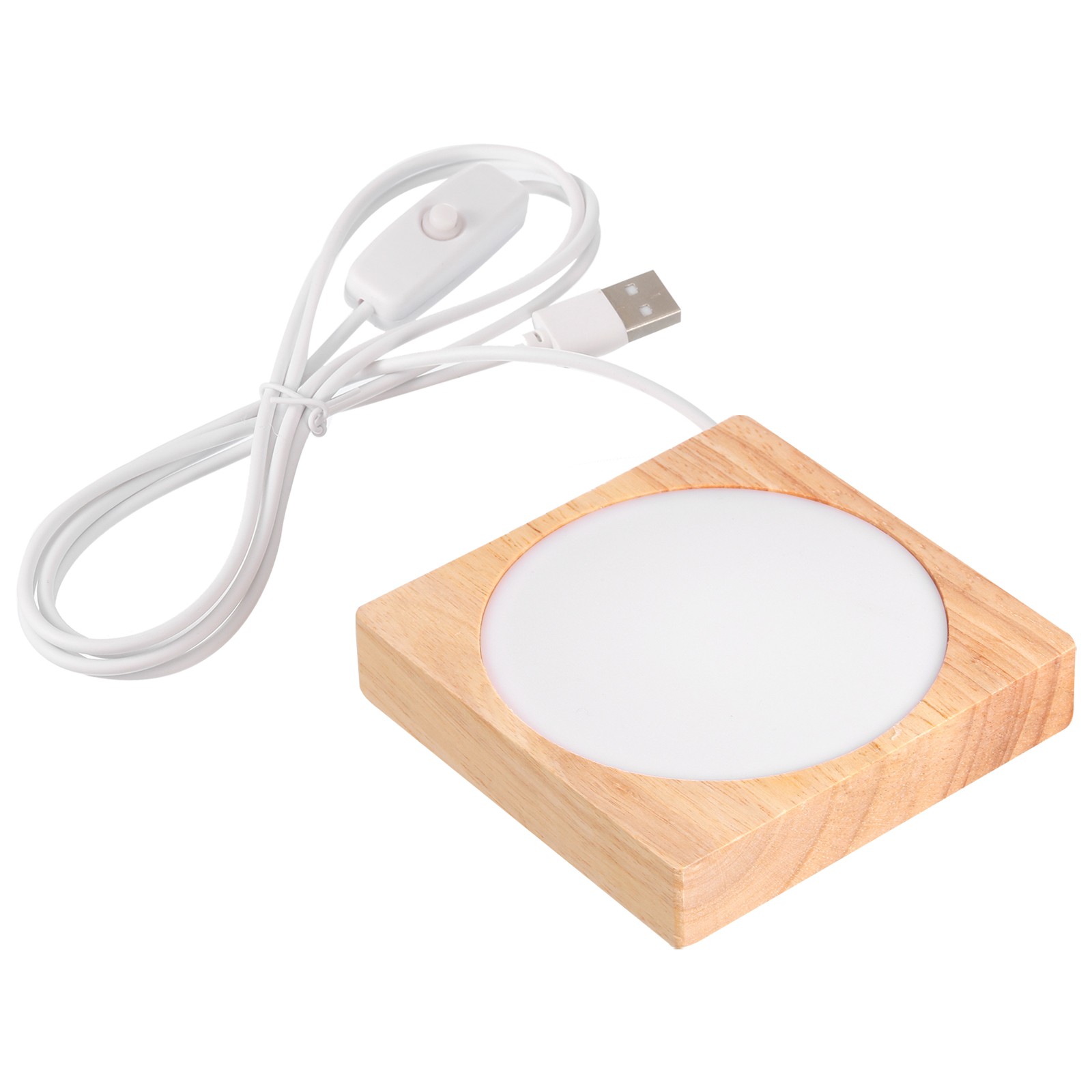 4 Inch Wooden LED Light Base Wood Light Display Base Stand Colorful Light Square