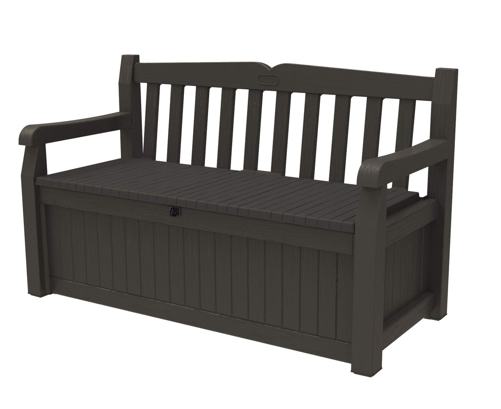 Keter Solana 70 Gallon Storage Bench Deck Box 54.6x23.4x32.8 inches, Brown