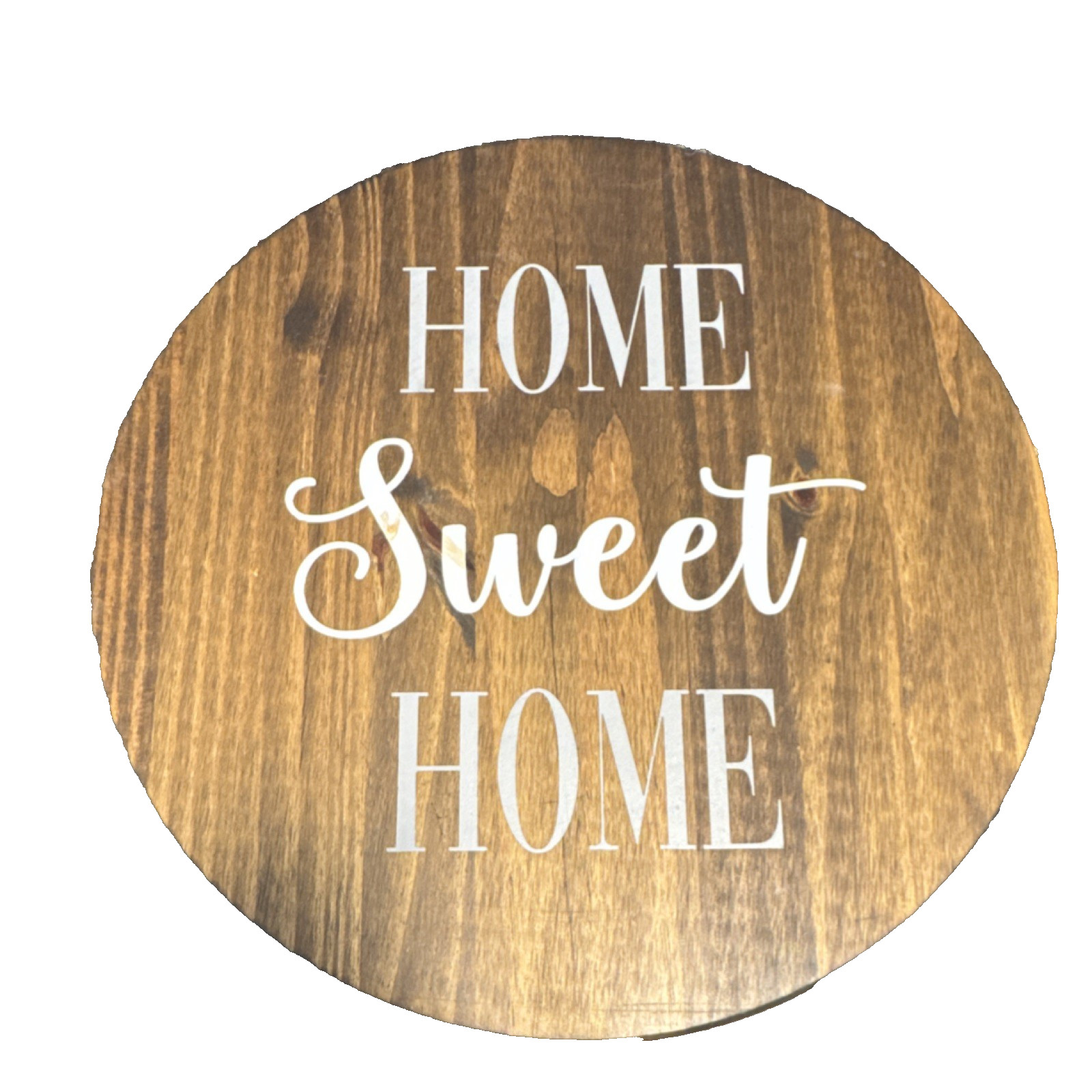 Rustic Wood “Home Sweet Home” Round Sign Tray Lazy Susan Farmhouse Decor
