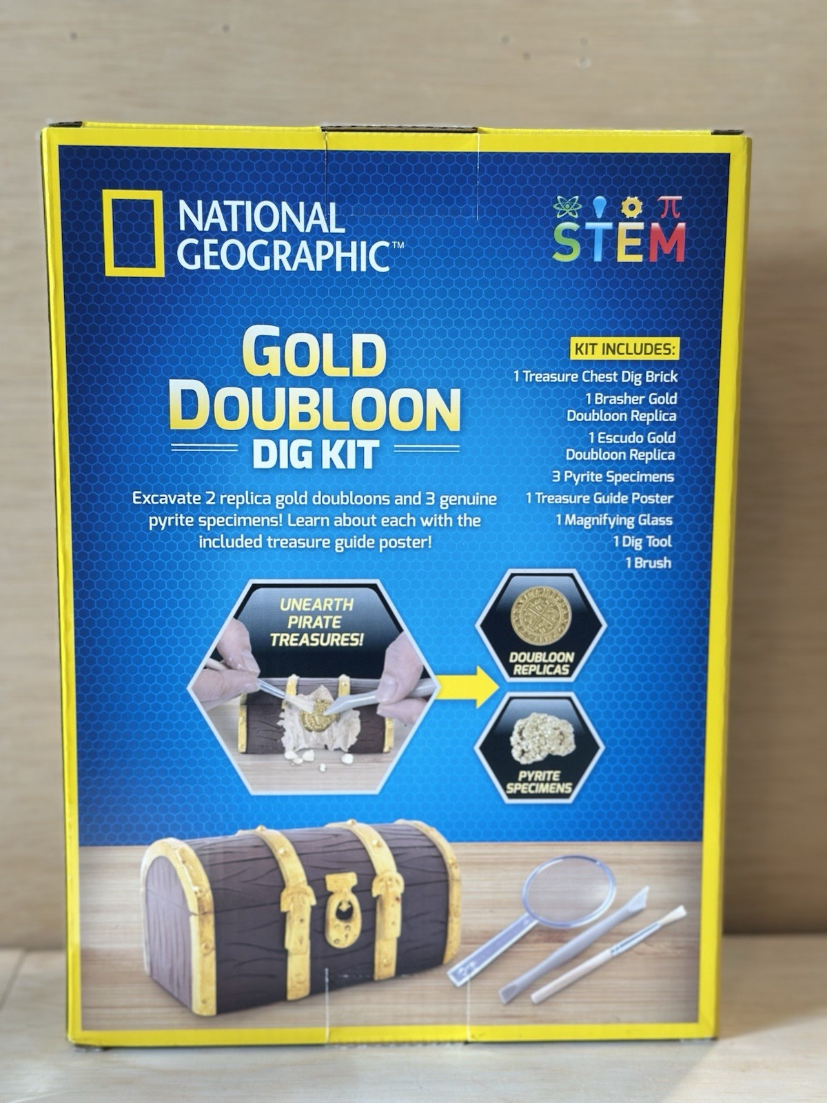National Geographic Gold Doubloon Dig Kit Pyrite Specimens STEM