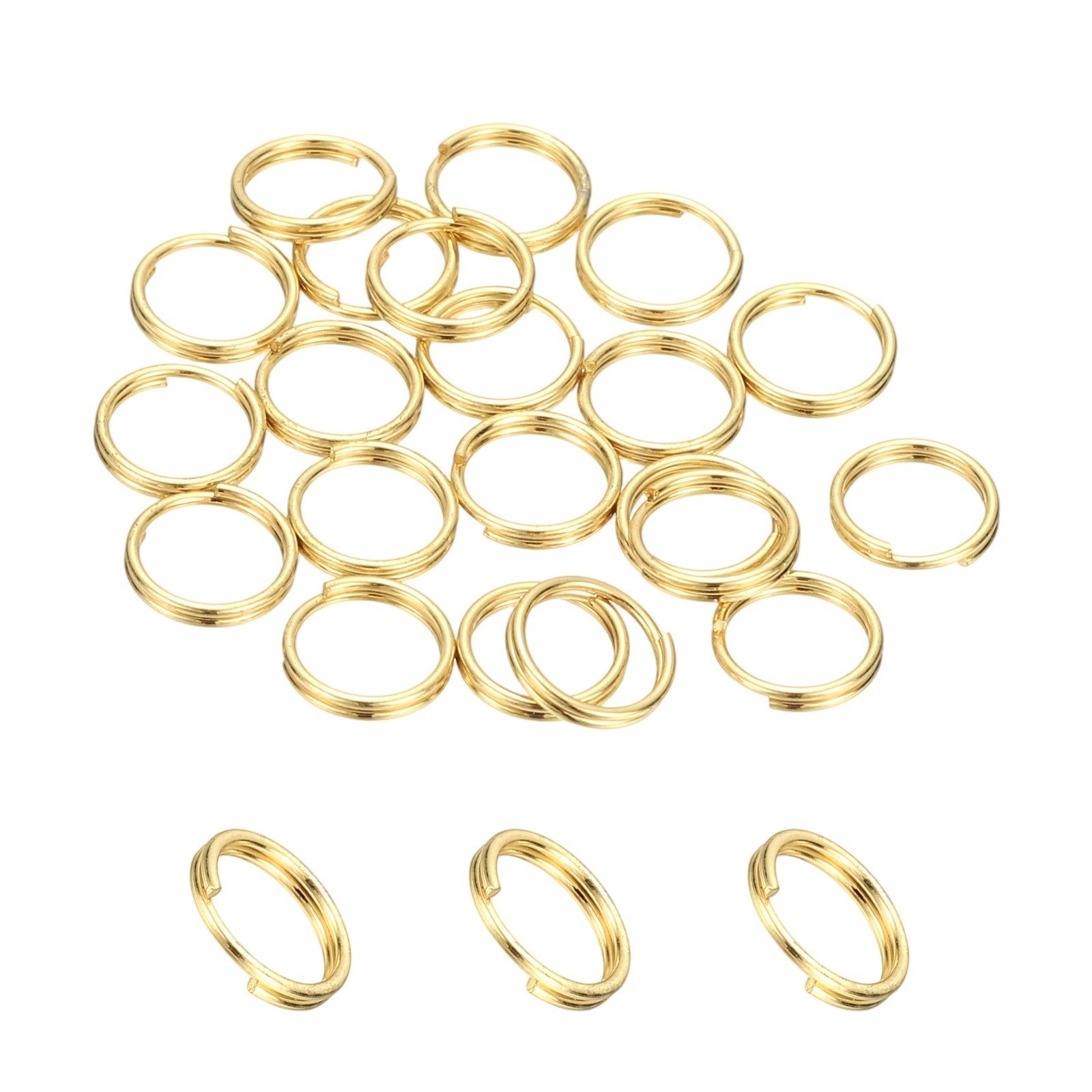 Round Split Ring, 20 Pcs 7 mm Small Split Ring with Double Loops, Gold